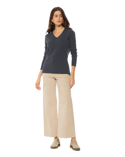 Women's Ultra-Light Cashmere V-Neck Sweater Charcoal