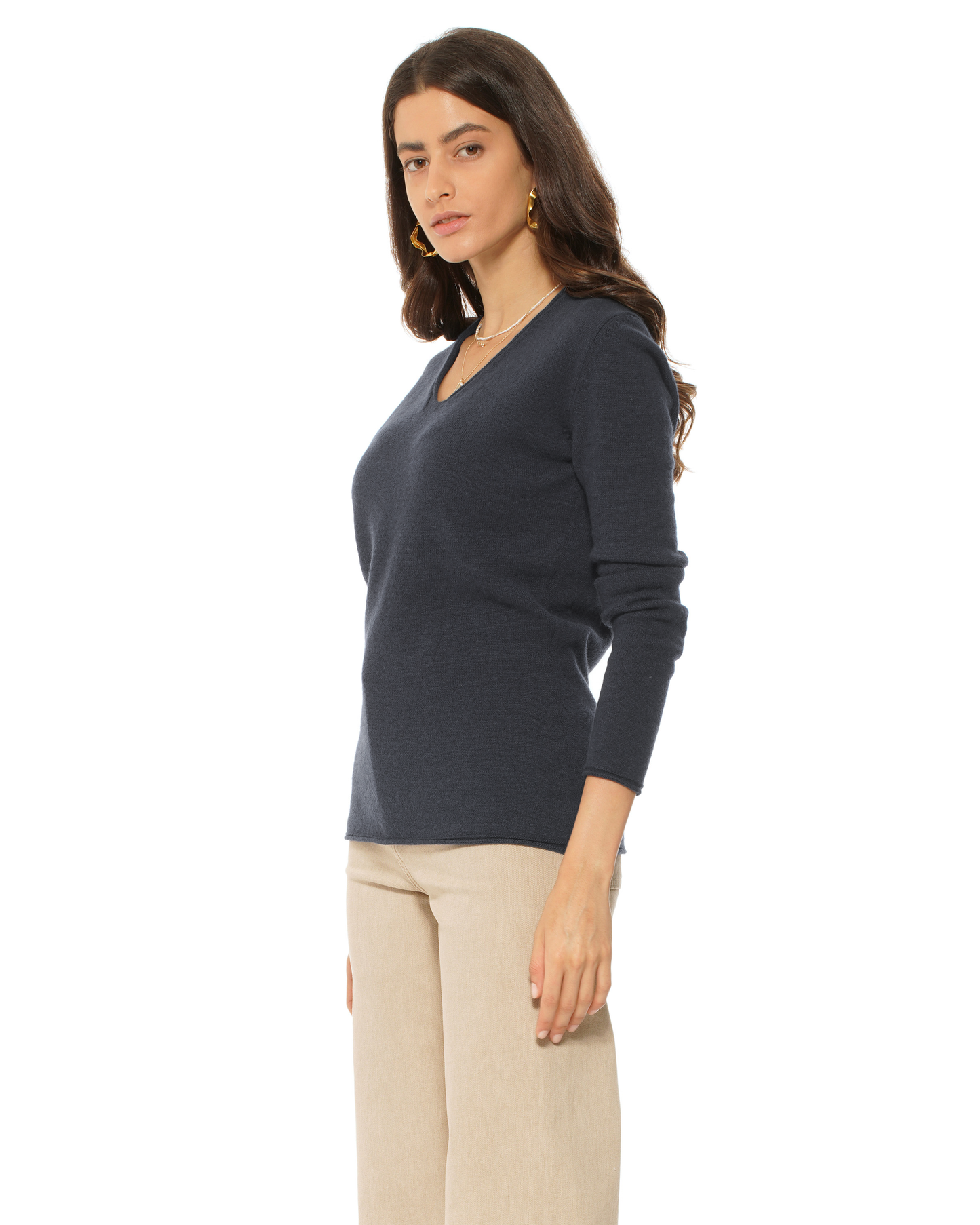 Women's Ultra-Light Cashmere V-Neck Sweater Charcoal