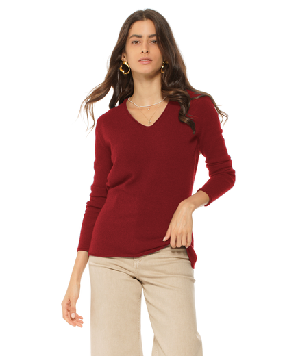 Women's Ultra-Light Cashmere V-Neck Sweater Chianti