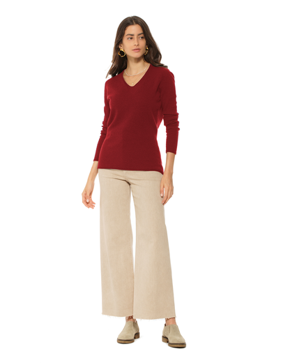 Women's Ultra-Light Cashmere V-Neck Sweater Chianti
