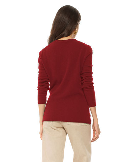 Women's Ultra-Light Cashmere V-Neck Sweater Chianti