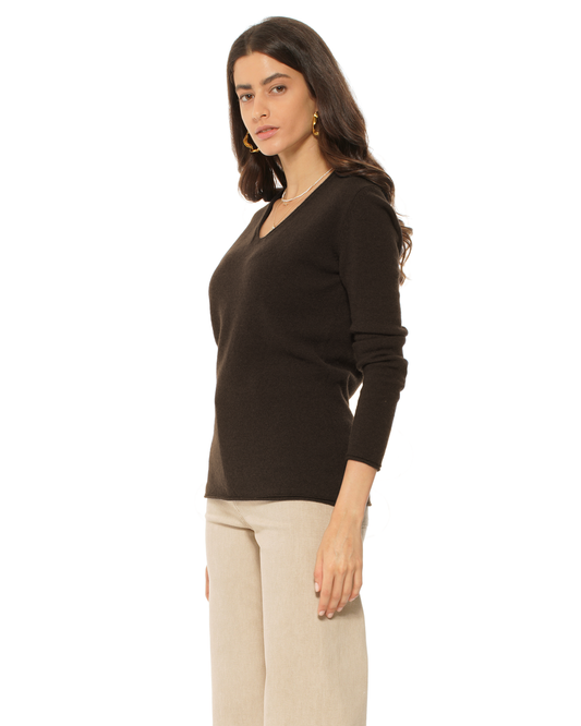 Women's Ultra-Light Cashmere V-Neck Sweater Coffee