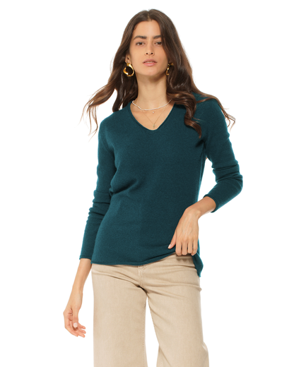 Women's Ultra-Light Cashmere V-Neck Sweater Forest Green