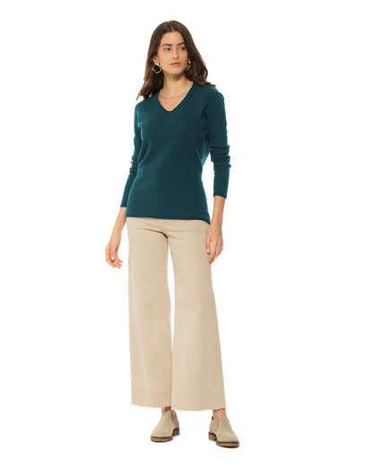 Women's Ultra-Light Cashmere V-Neck Sweater Forest Green