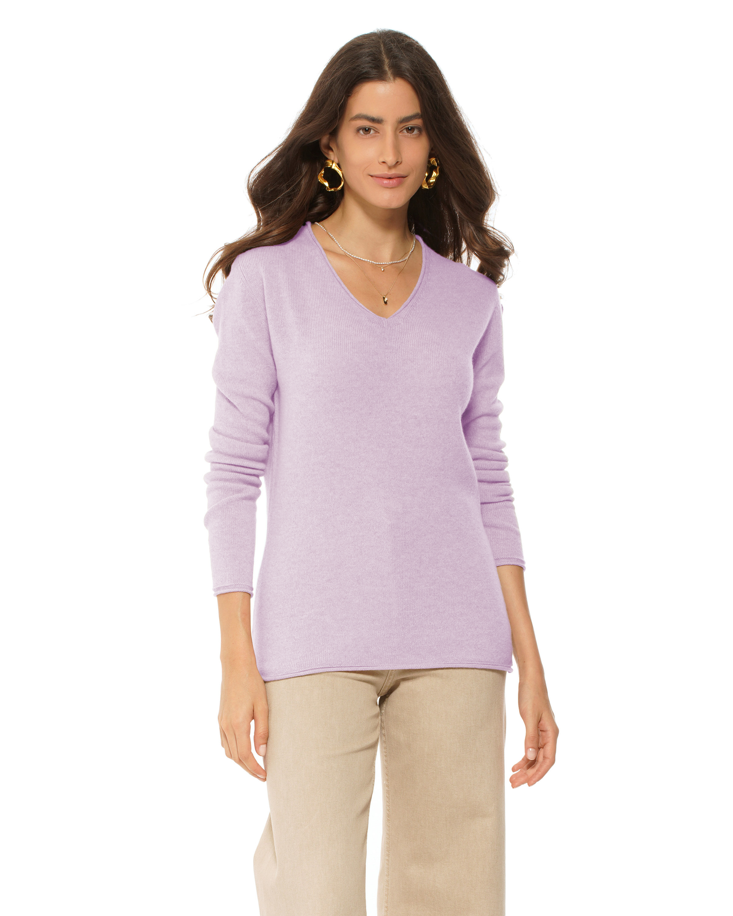 Women's Ultra-Light Cashmere V-Neck Sweater Lilac