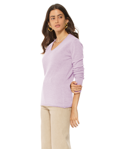 Women's Ultra-Light Cashmere V-Neck Sweater Lilac