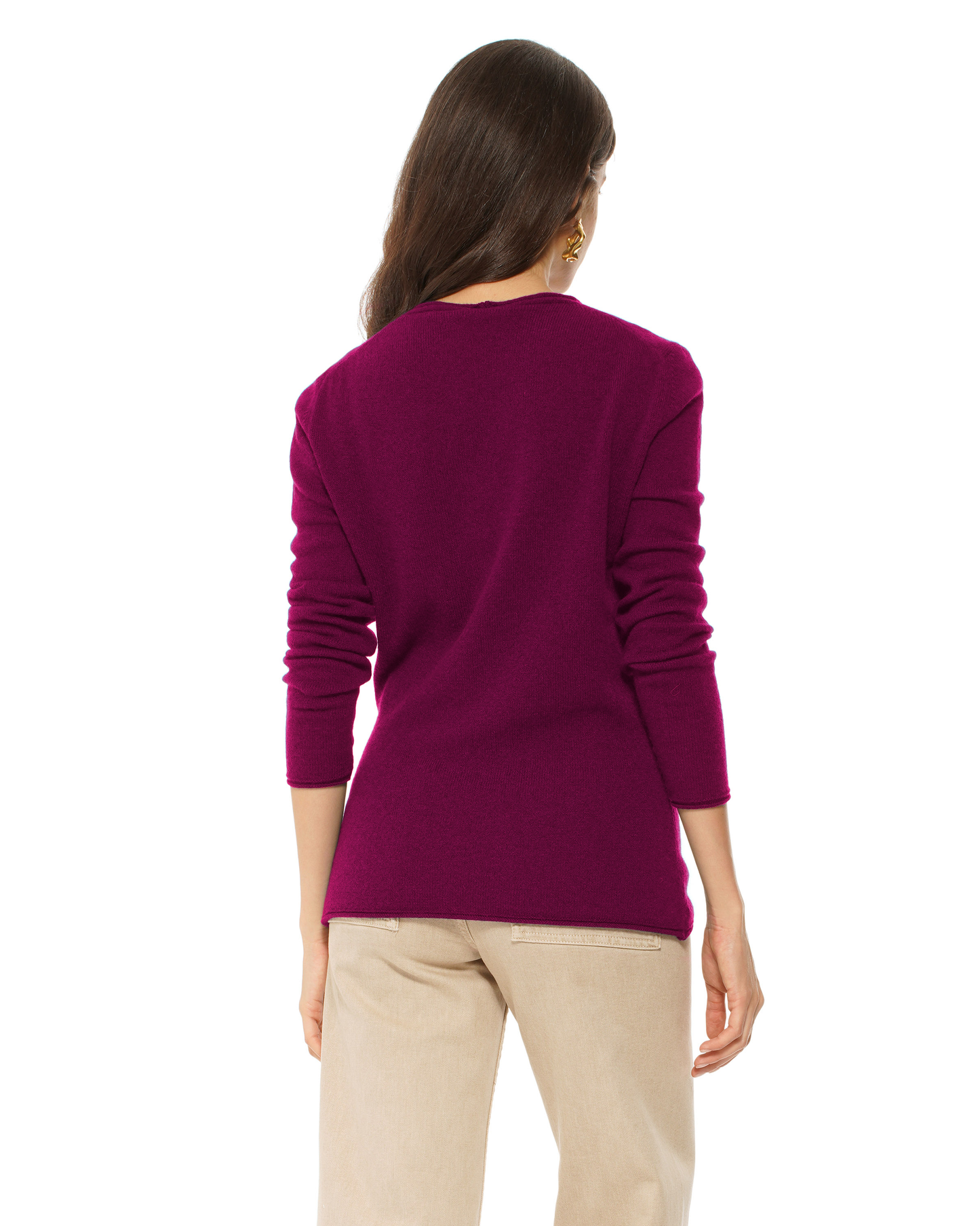 Women's Ultra-Light Cashmere V-Neck Sweater Magenta