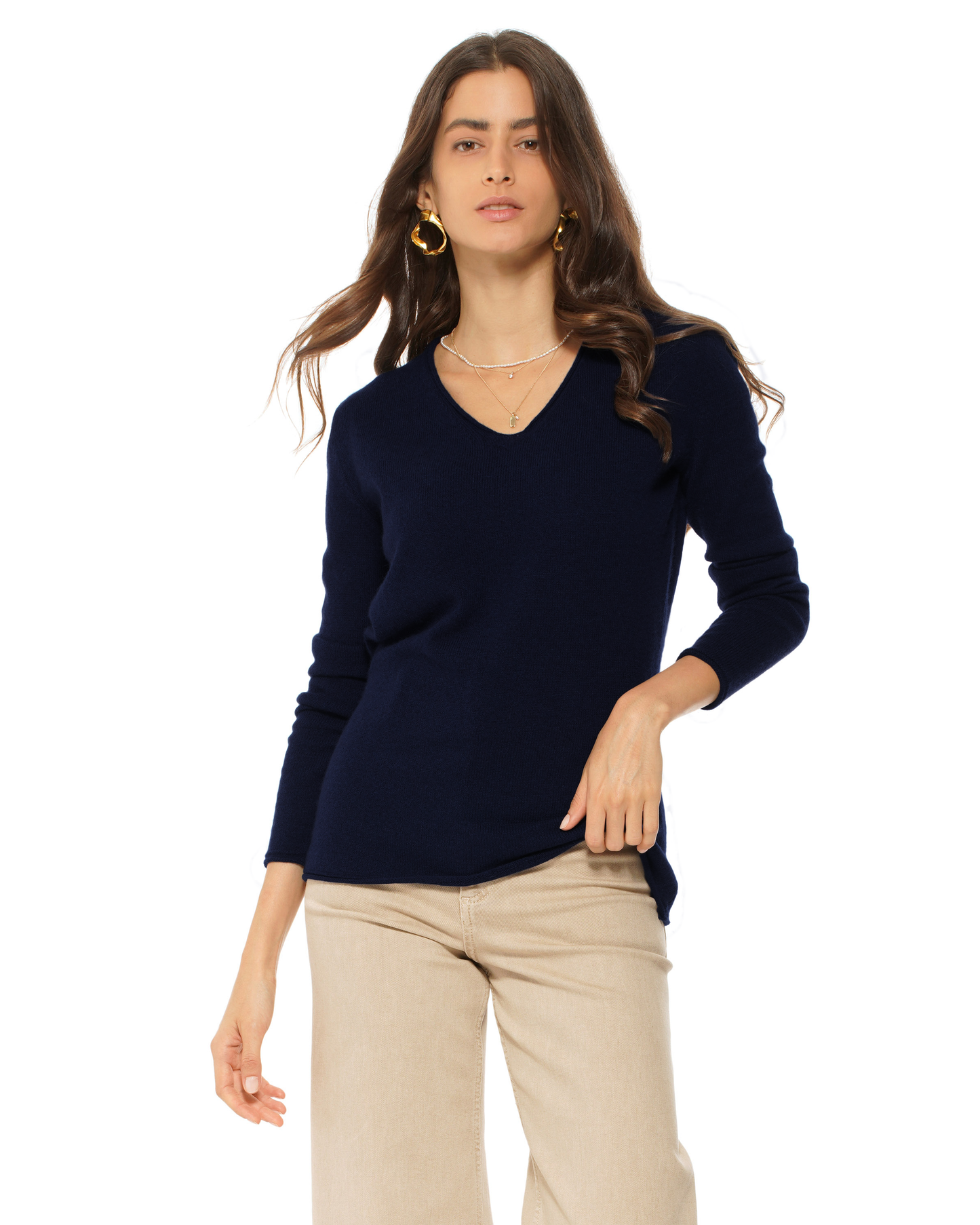 Women's Ultra-Light Cashmere V-Neck Sweater Night Blue