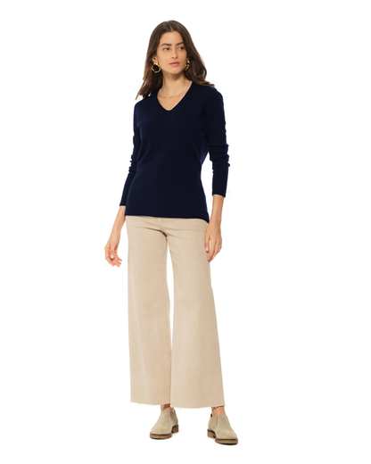 Women's Ultra-Light Cashmere V-Neck Sweater Night Blue