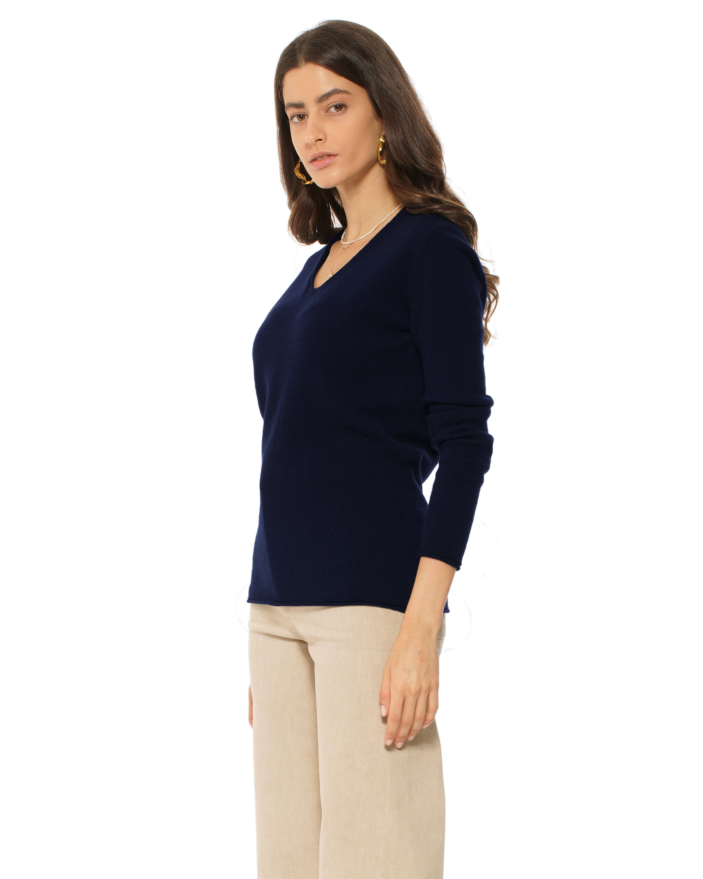 Women's Ultra-Light Cashmere V-Neck Sweater Night Blue
