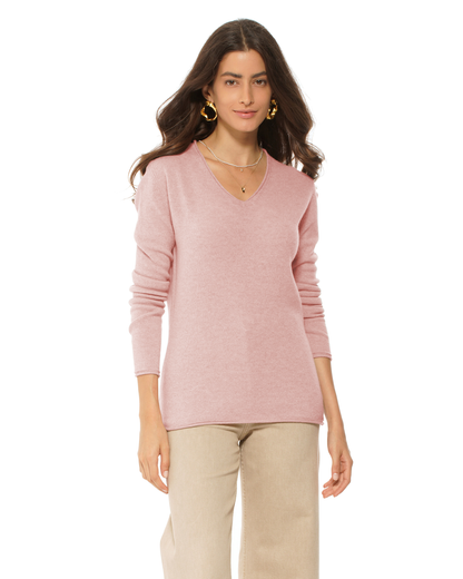 Women's Ultra-Light Cashmere V-Neck Sweater Old Rose