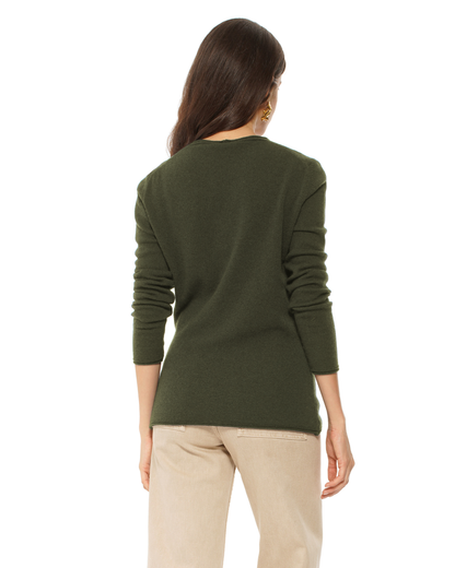 Women's Ultra-Light Cashmere V-Neck Sweater Olive Green