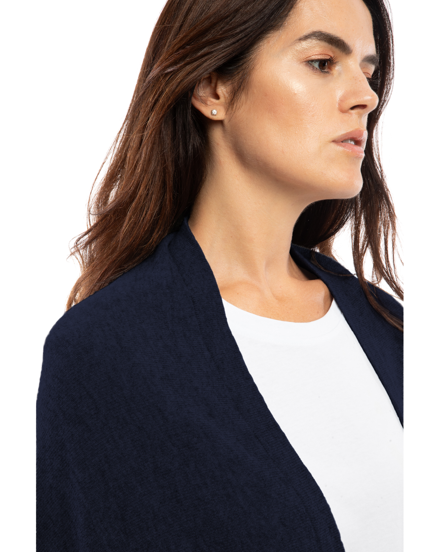 Women's Pure Cashmere Fringe Wrap Night Blue