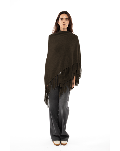 Women's Pure Cashmere Fringe Wrap Coffee