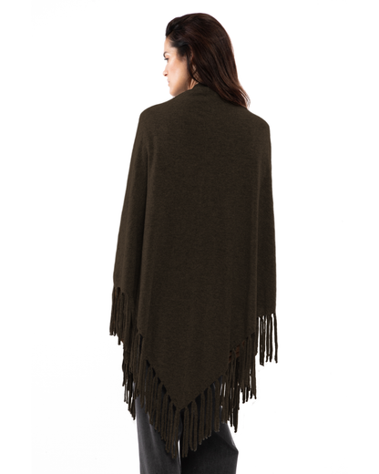 Women's Pure Cashmere Fringe Wrap Coffee