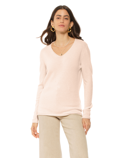 Women s Ultra Light Cashmere V Neck Sweater Peach Monticelli