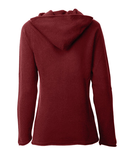 Monticelli Women's Pure Cashmere Hoodie Sweater Bordeaux Made In Italy 3