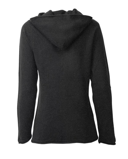 Monticelli Women's Pure Cashmere Hoodie Sweater Charcoal Made In Italy 3