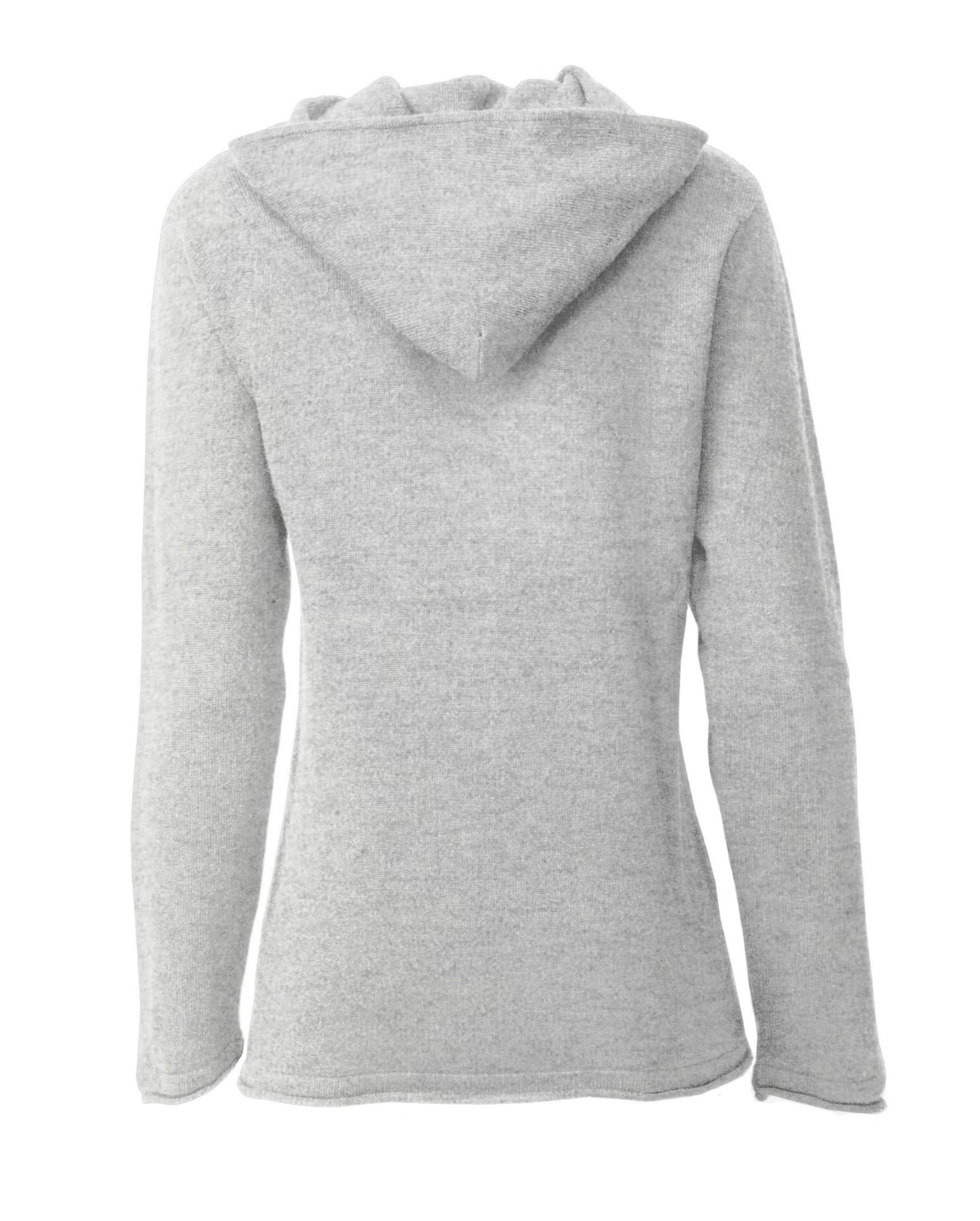 Monticelli Women's Pure Cashmere Hoodie Sweater Light Grey Made in Italy 6