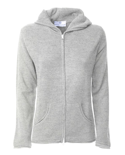 Monticelli Women's Pure Cashmere Hoodie Sweater Light Grey Made in Italy 5