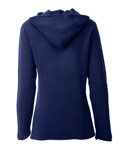 Monticelli Women's Pure Cashmere Hoodie Sweater Medium Night Blue Made in Italy 3