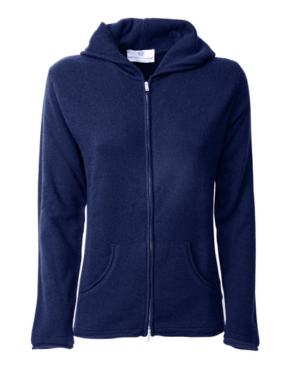 Monticelli Women's Pure Cashmere Hoodie Sweater Medium Night Blue Made in Italy 2