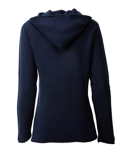 Monticelli Women's Pure Cashmere Hoodie Sweater Night Blue  Made In Italy 7