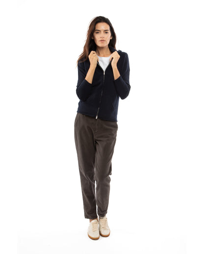 Monticelli Women's Pure Cashmere Hoodie Sweater Night Blue  Made In Italy 3