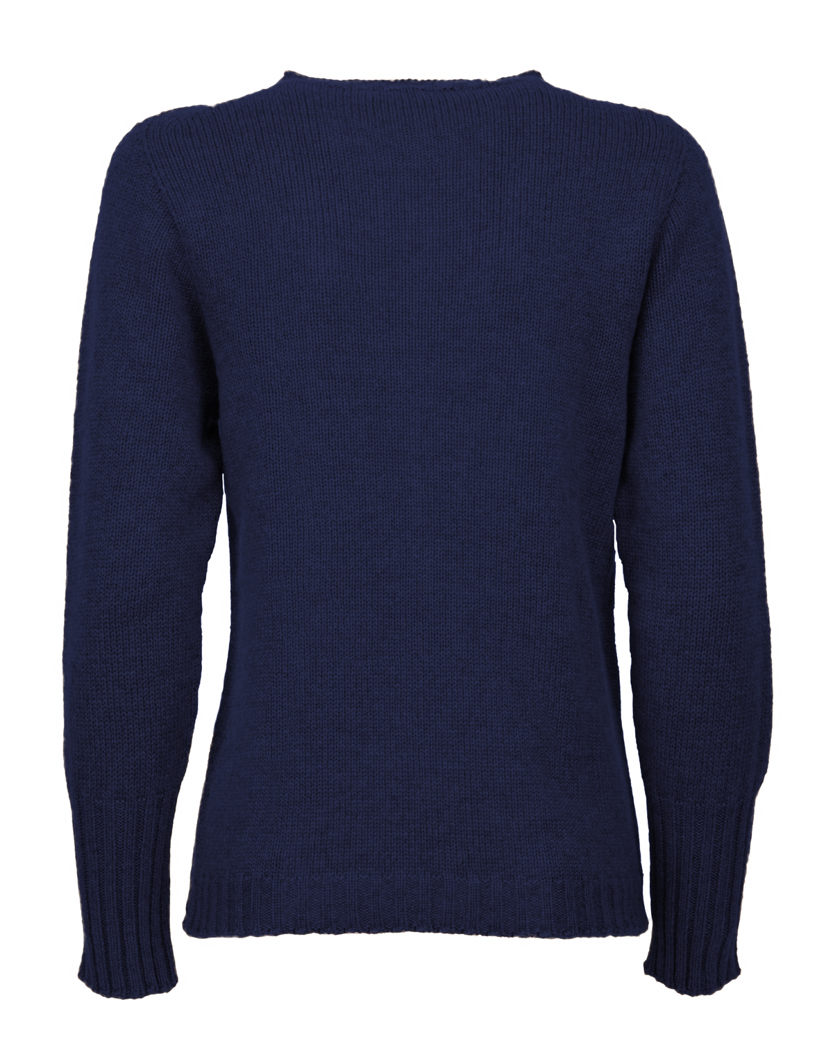 Women's Pure Cashmere Ribbed-Trim Crewneck Sweater Blue — back product view