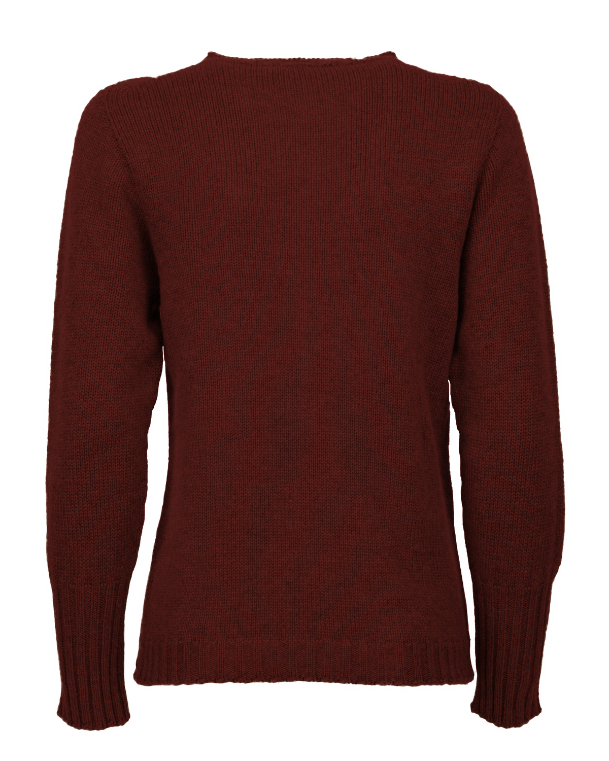 Women's Pure Cashmere Ribbed-Trim Crewneck Sweater Bordeaux — back product view