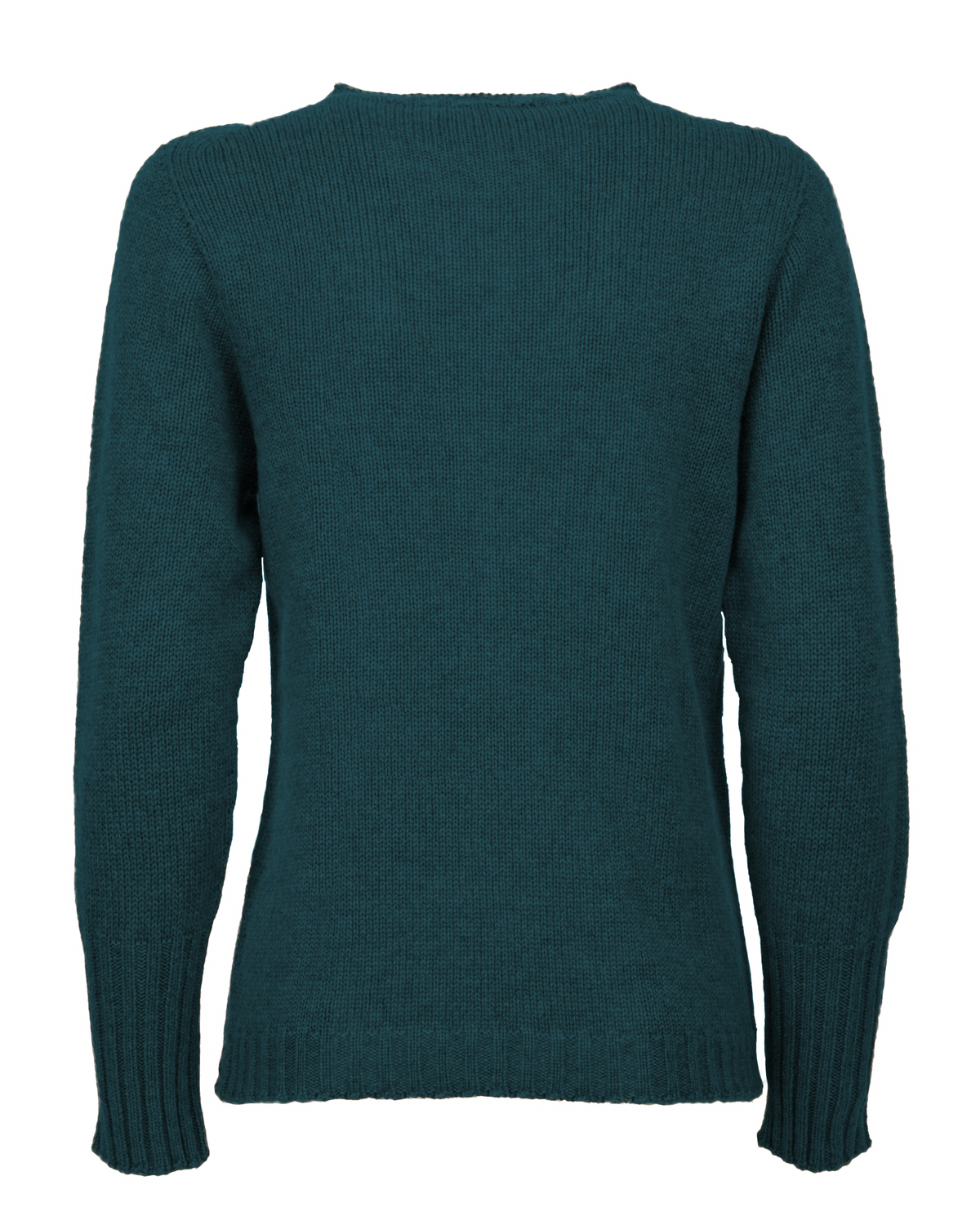 Women's Pure Cashmere Ribbed-Trim Crewneck Sweater Forest Green — back product view