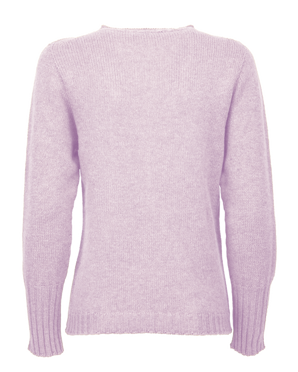 Women's Pure Cashmere Ribbed-Trim Crewneck Sweater Lilac — back product view