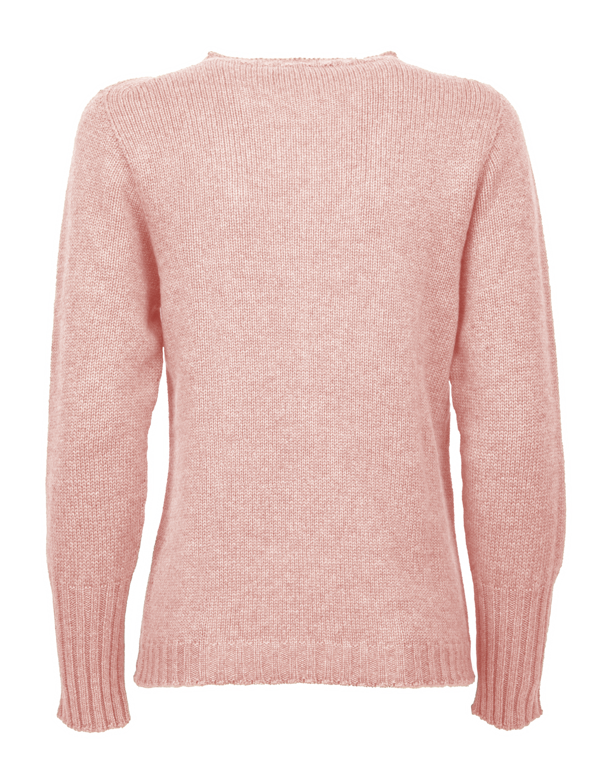 Women's Pure Cashmere Ribbed-Trim Crewneck Sweater Old Rose — back product view