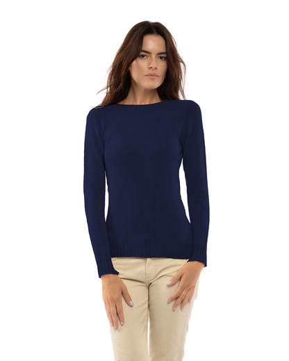 Women's Pure Cashmere Raglan Crewneck Blue — view 1
