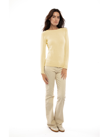 Women's Pure Cashmere Raglan Crewneck Butter Yellow — view 2