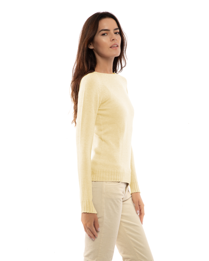 Women's Pure Cashmere Raglan Crewneck Butter Yellow — view 3