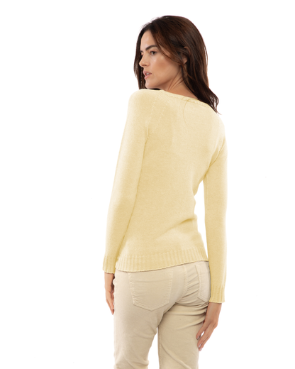 Women's Pure Cashmere Raglan Crewneck Butter Yellow — view 4