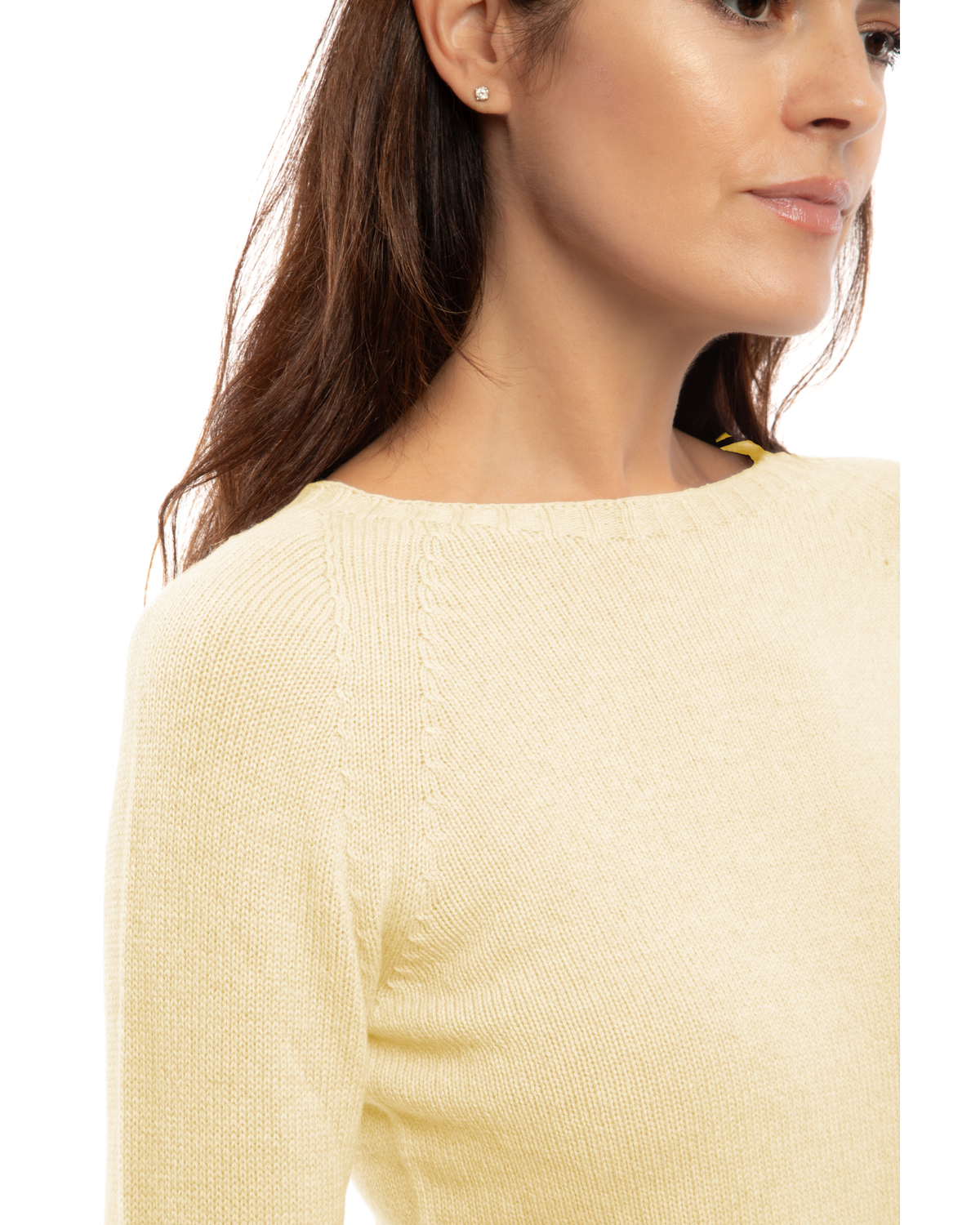 Women's Pure Cashmere Raglan Crewneck Butter Yellow — view 5