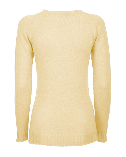 Women's Pure Cashmere Raglan Crewneck Butter Yellow — view B