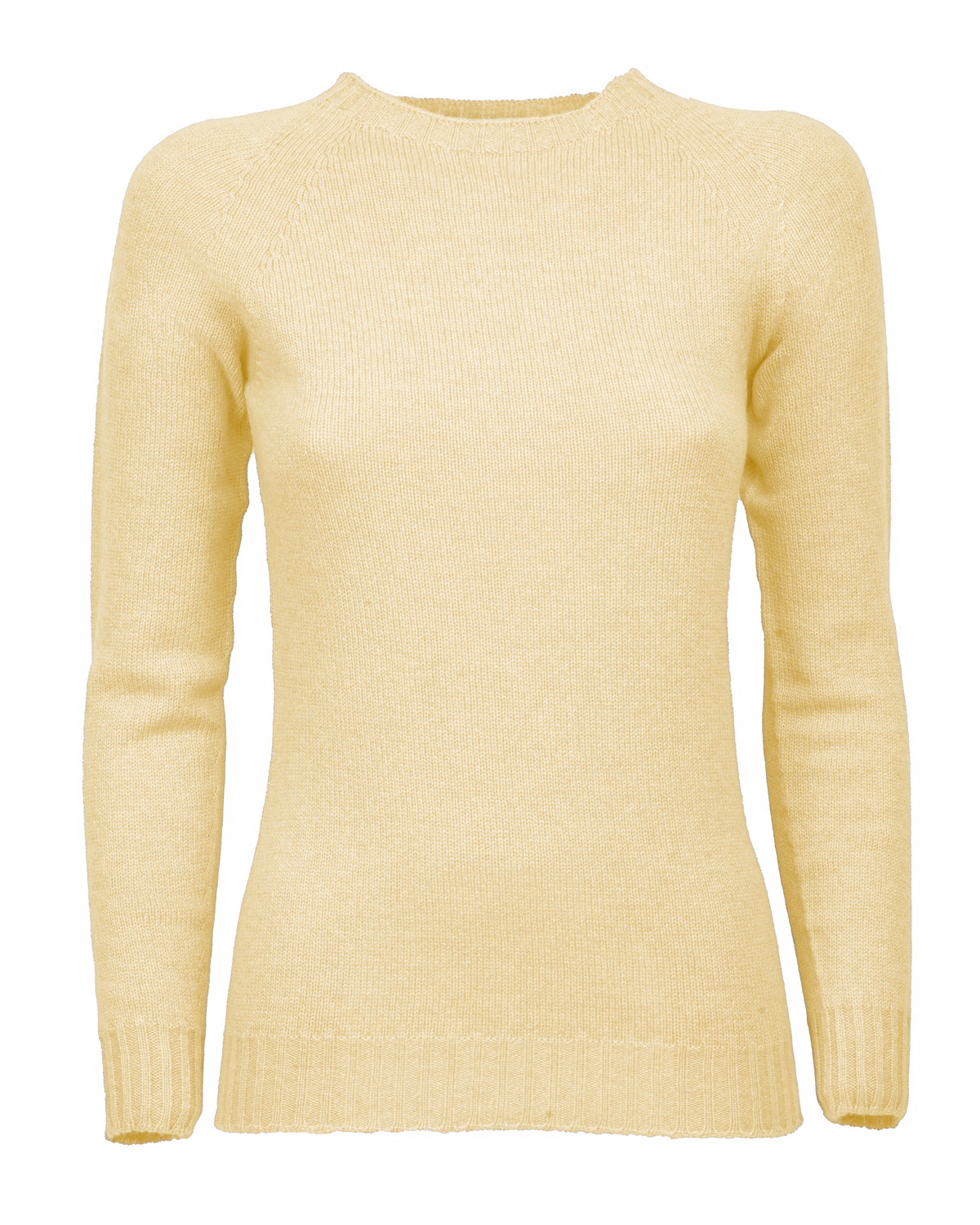 Women's Pure Cashmere Raglan Crewneck Butter Yellow — view F