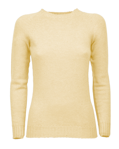 Women's Pure Cashmere Raglan Crewneck Butter Yellow — view F