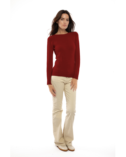 Women's Pure Cashmere Raglan Crewneck Chianti — view 2