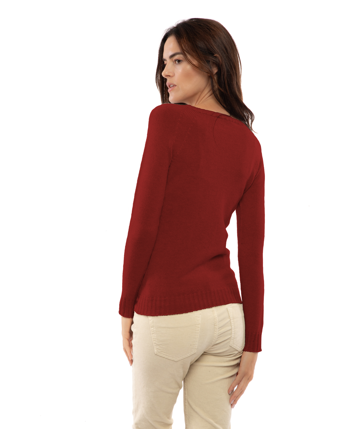 Women's Pure Cashmere Raglan Crewneck Chianti — view 4