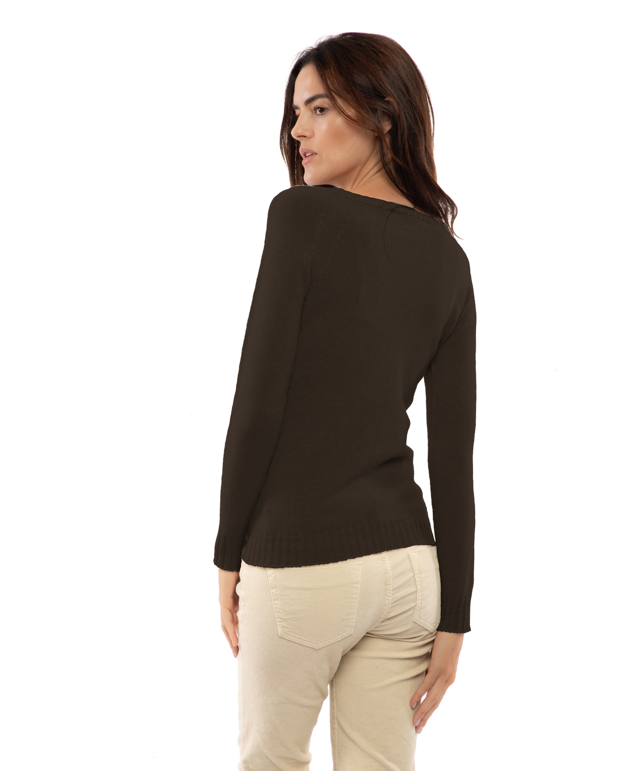 Women's Pure Cashmere Raglan Crewneck Coffee — view 4