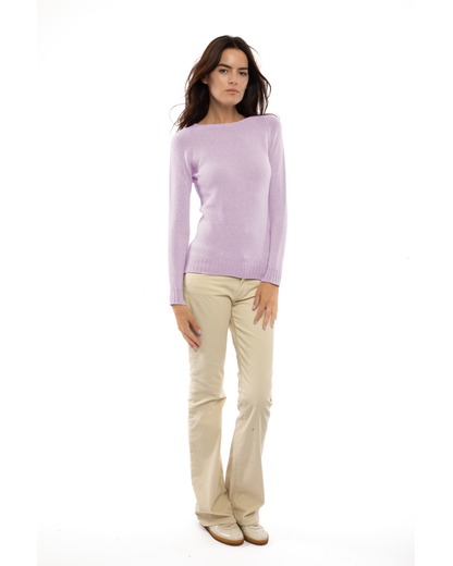 Women's Pure Cashmere Raglan Crewneck Lilac — view 2
