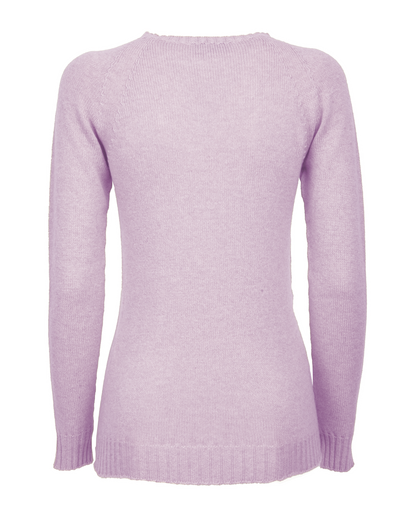 Women's Pure Cashmere Raglan Crewneck Lilac — view B