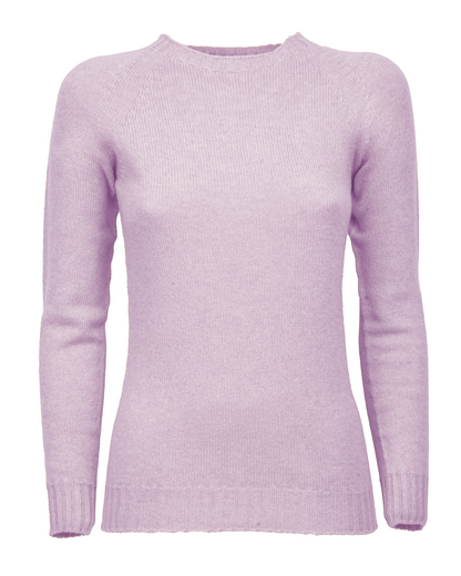 Women's Pure Cashmere Raglan Crewneck Lilac — view F
