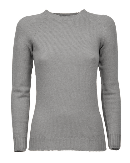 Women's Pure Cashmere Raglan Crewneck Melange Gray — view F
