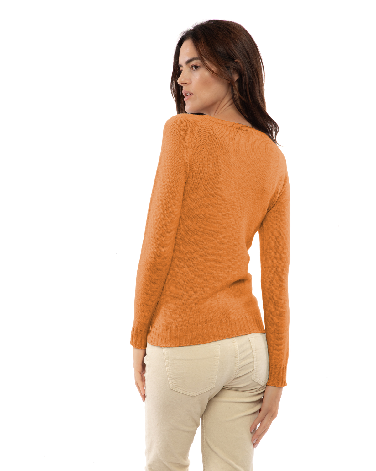 Women's Pure Cashmere Raglan Crewneck Saffron — view 4