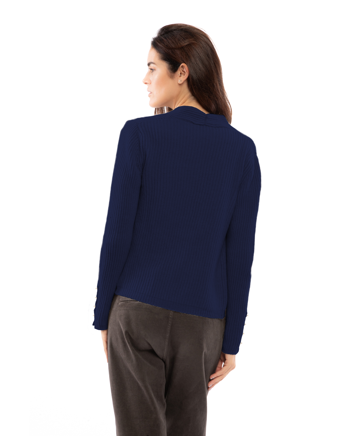 Women's Pure Cashmere Rib Knit Blazer Blue — view 4